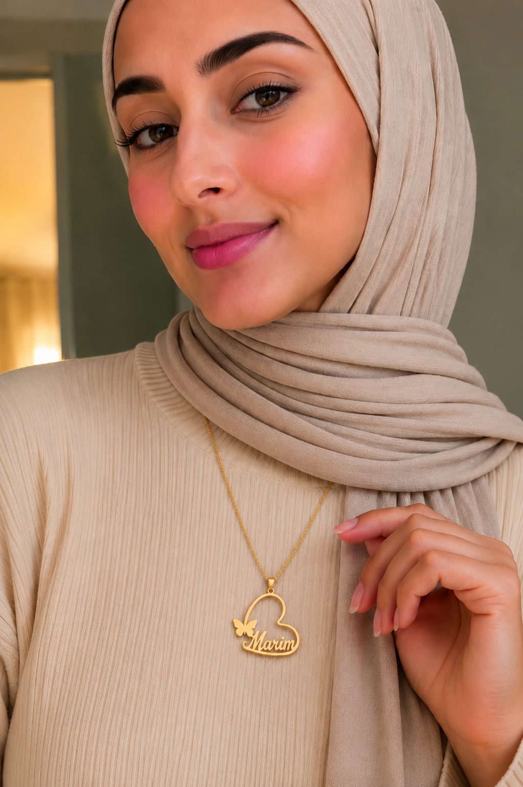 Heart butterfly necklace