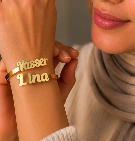 Double Name Necklace + Bracelet Set