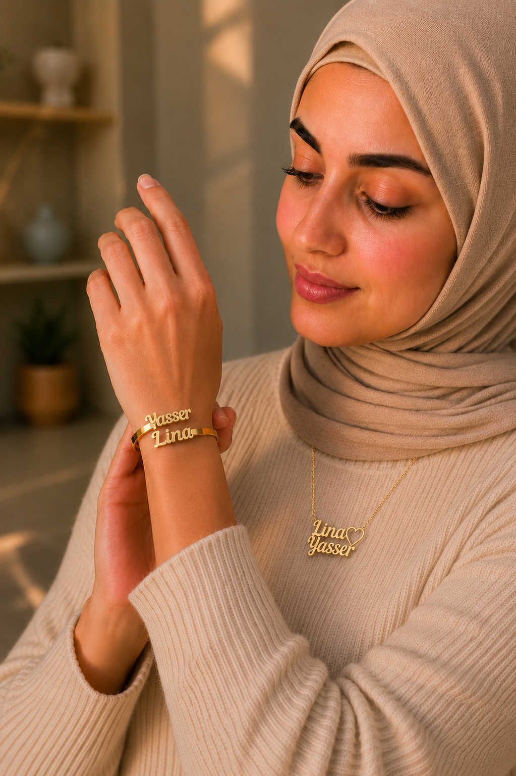Double Name Necklace + Bracelet Set