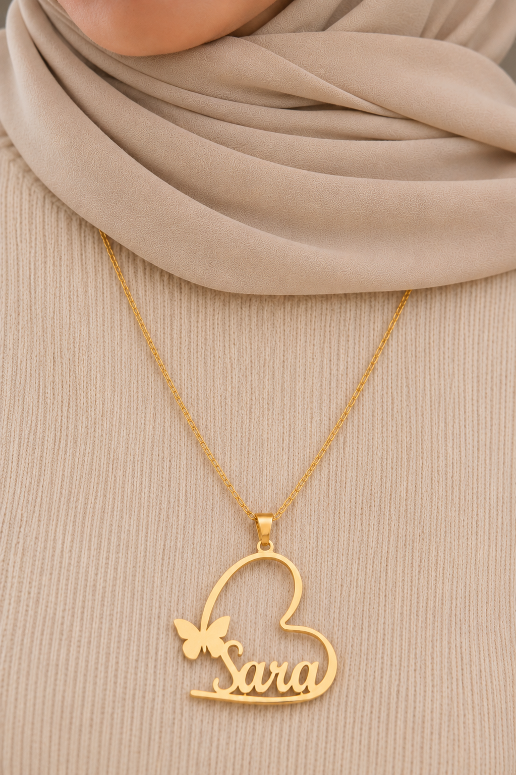 Heart butterfly necklace
